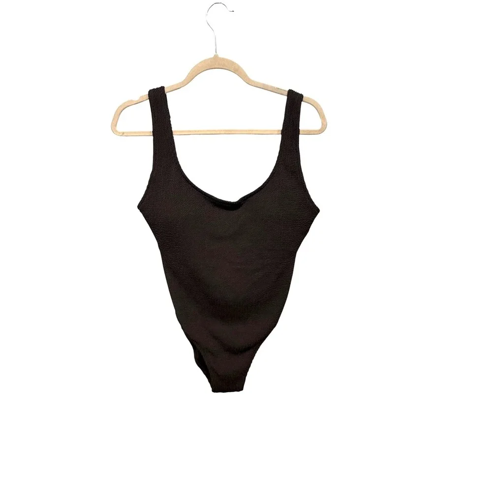 J.Crew Claudia Scrunchie One-Piece Swimsuit Inky Espresso Brown Size 10 NWT